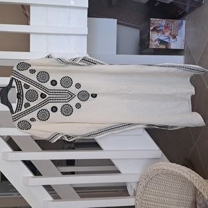 Echo Amalfi Maxi Embroidered  Kaftan szL/xL. Beige with Black slit side